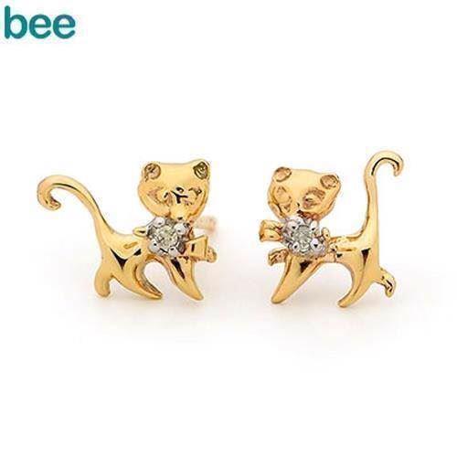 Image of 9 kt guld Kitten ørestikker blank fra Bee Jewelry